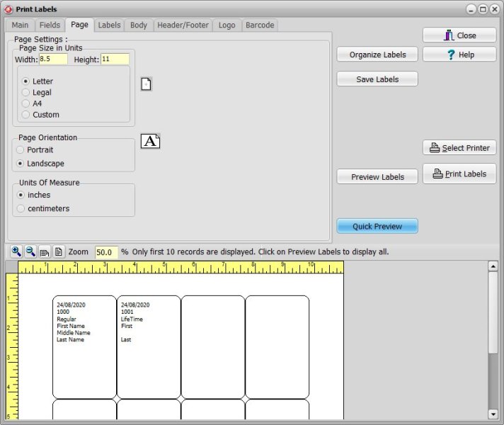 Membership Management Software for Windows PCs print labels